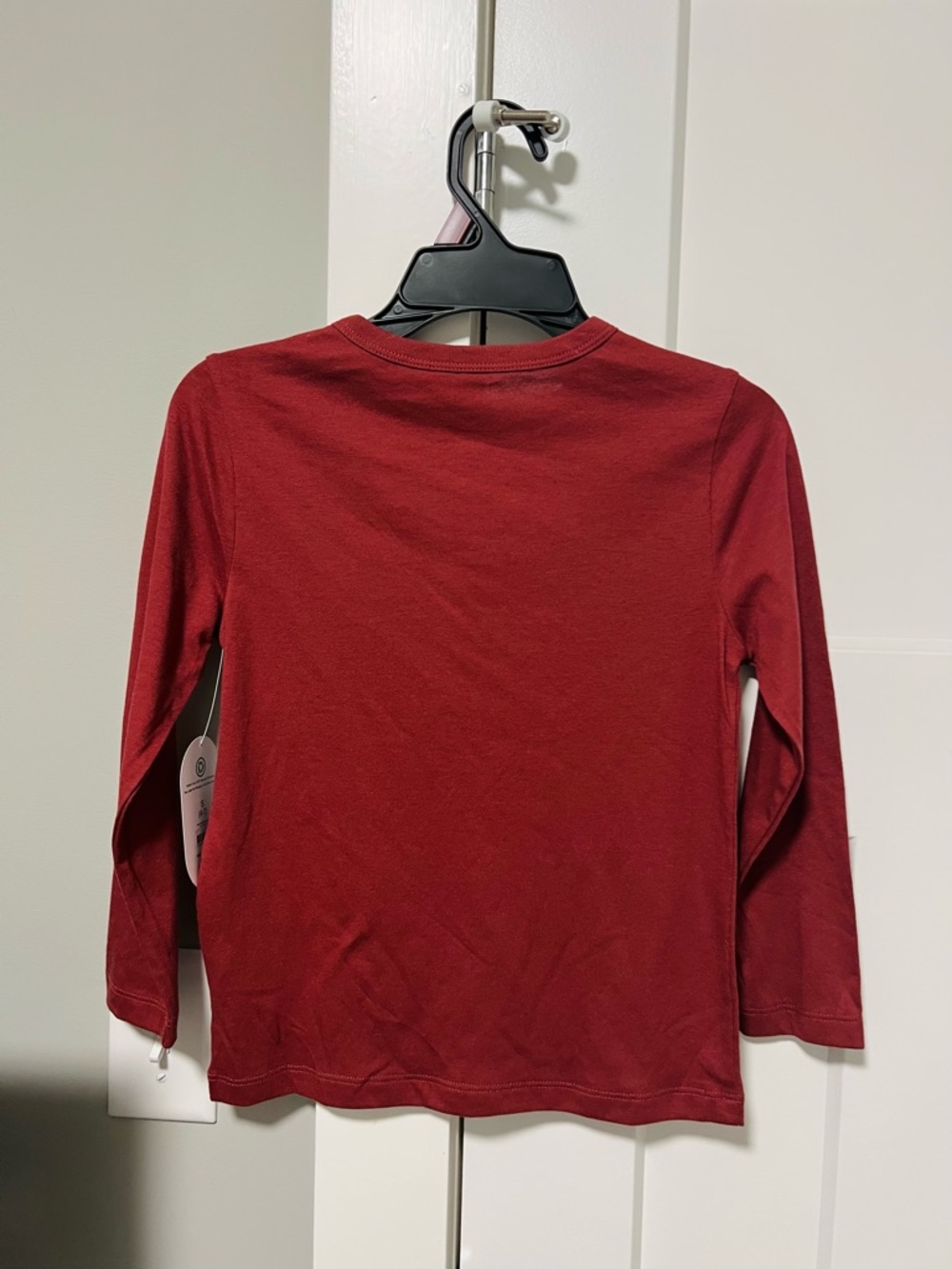 Kids Long-Sleeve Plain Crewneck Shirt - Deep Red - Picture 4 of 4